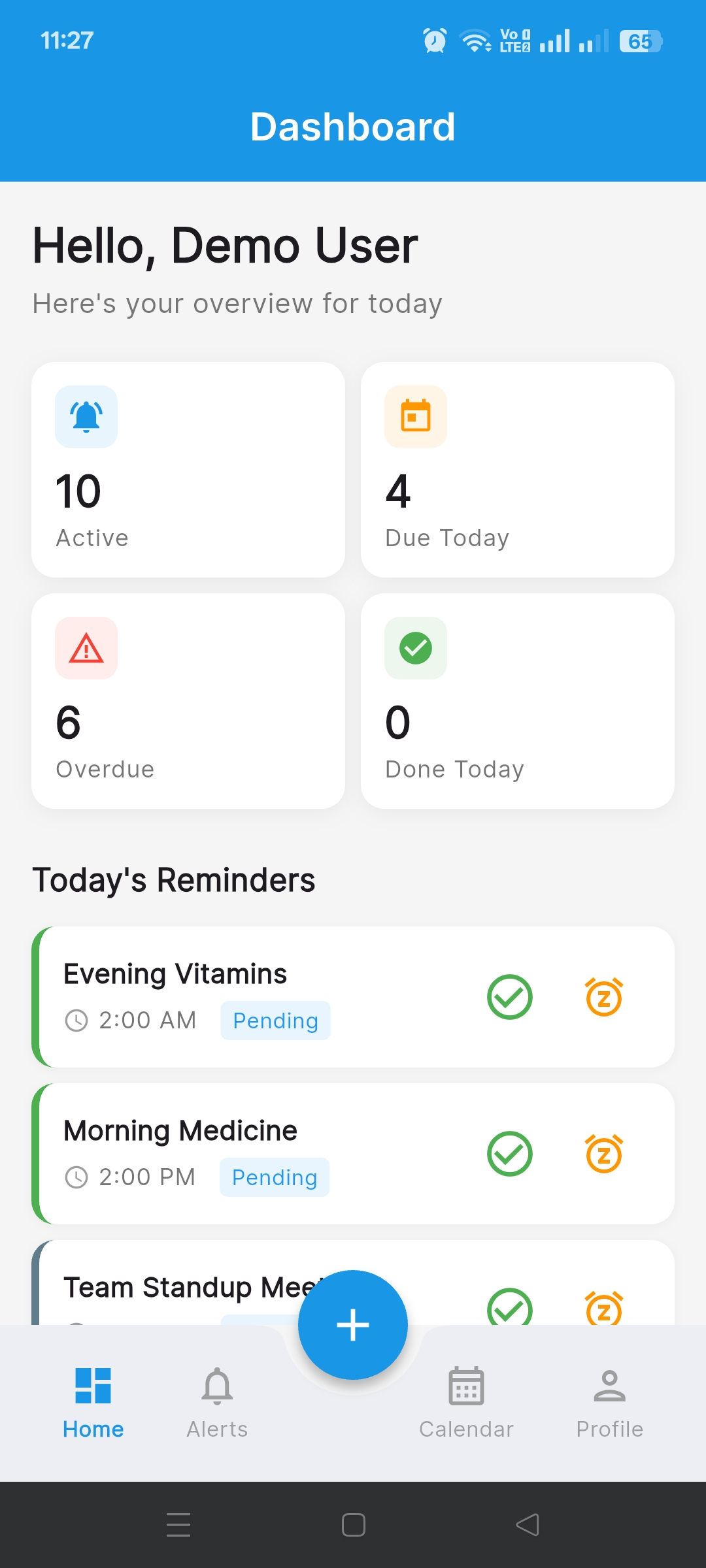 Remindr Dashboard - Smart Reminder App